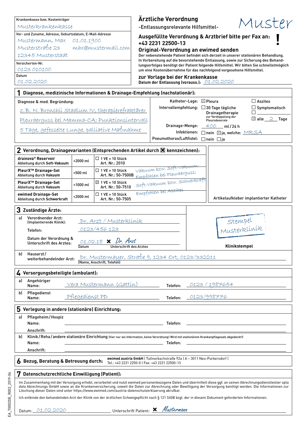 Entlassverordnung ausgefüllt